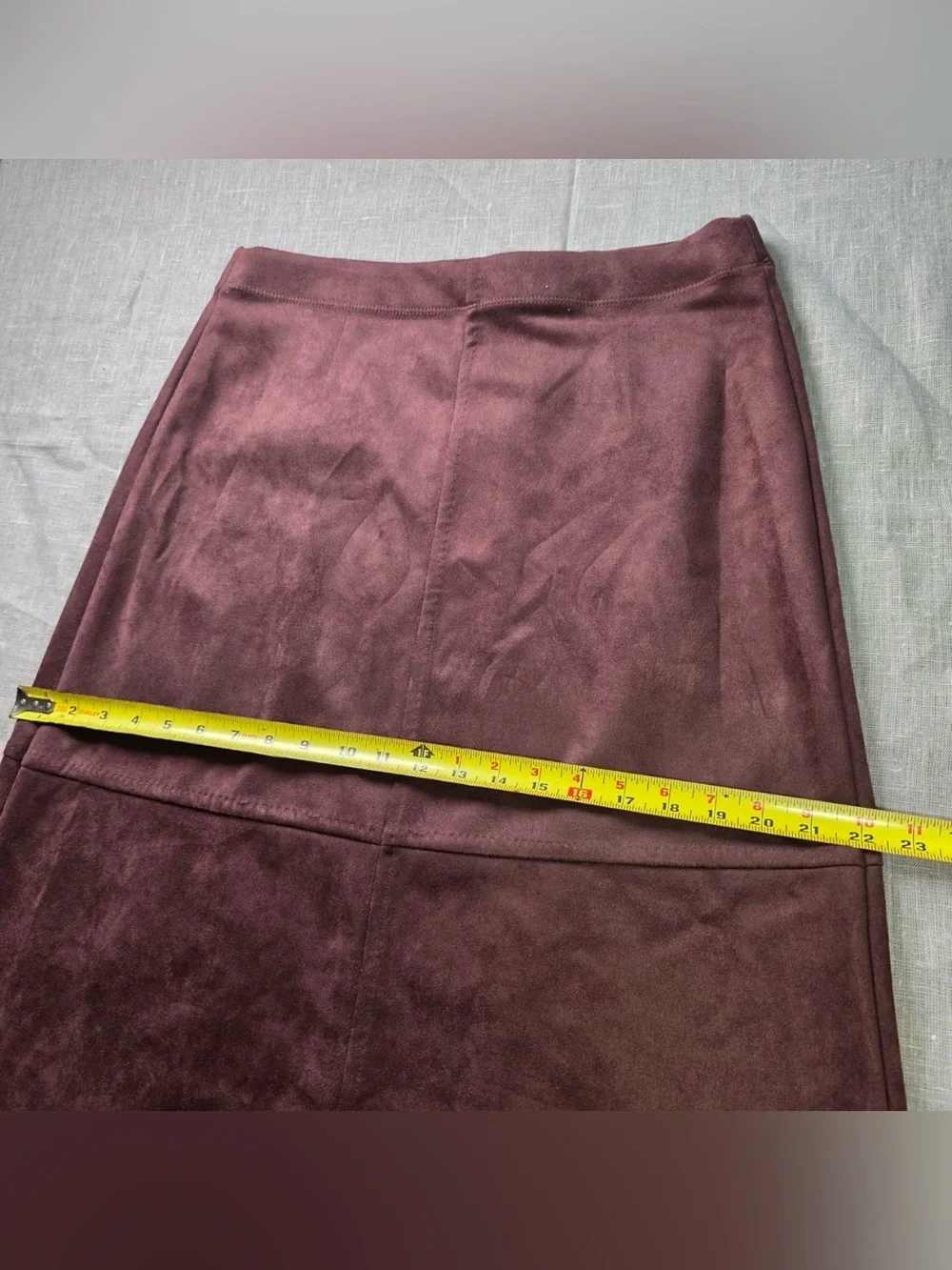 Max Studio London Faux Suede A-Line Midi Skirt Plum Brown Womens Size Large